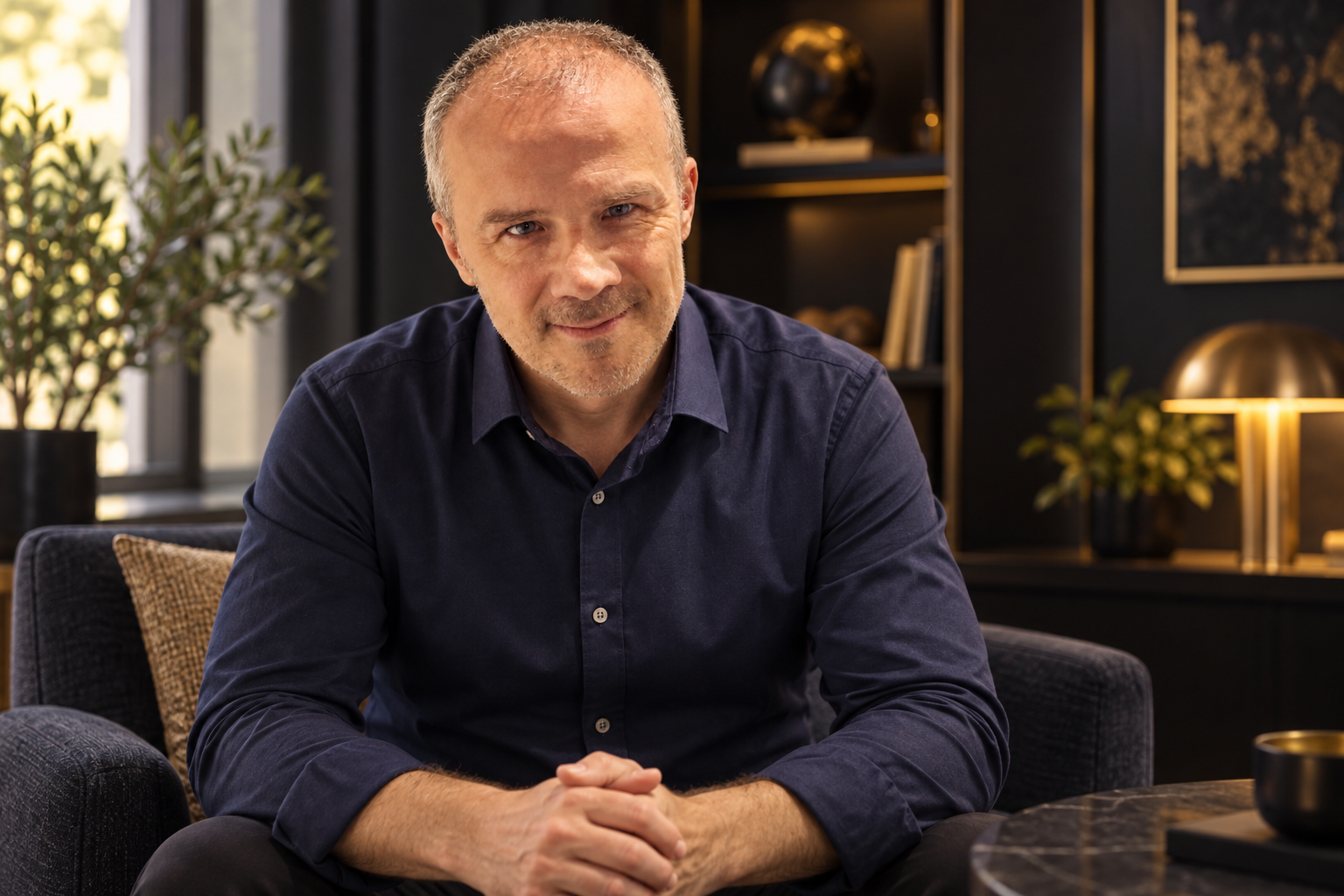 Krzysztof Wiańczyk podczas spokojnej, poufnej rozmowy